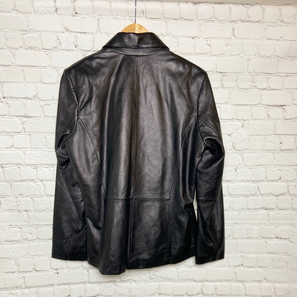 Convertible Collar Leather Jacket- Medium - image 3